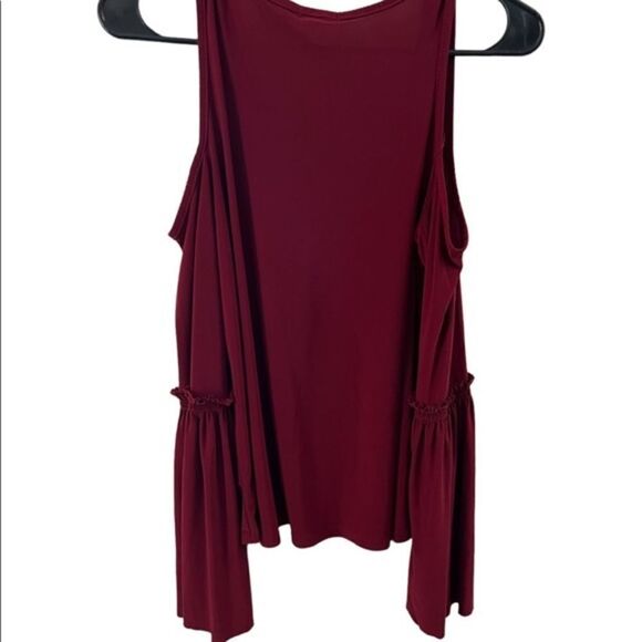 BooHoo Long Sleeve Shoulder Cut Out Maroon Blouse - Picture 3 of 4